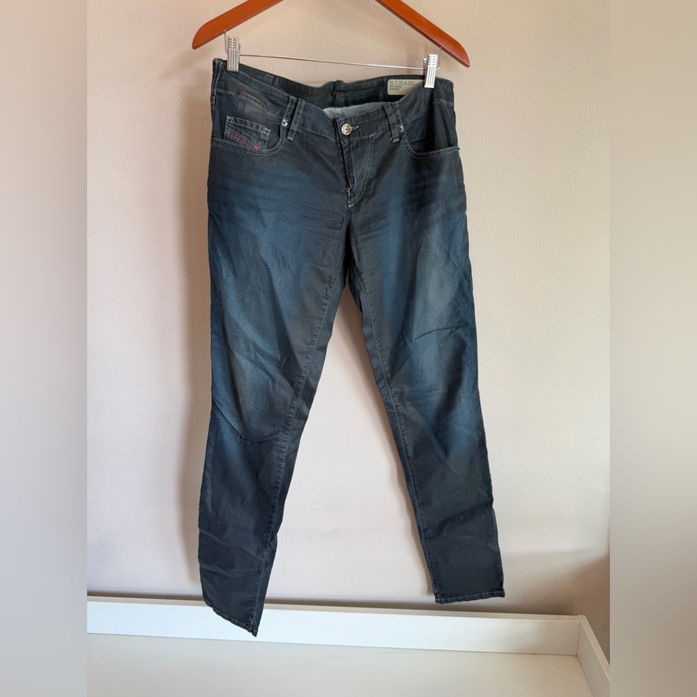 Diesel Grupee Super Slim Skinny Jeans Dark Indigo Coated Wash OR604 Womens 30x32